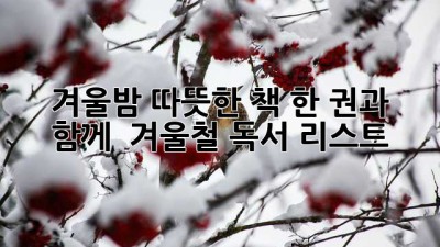 겨울밤, 따뜻한 책 한 권과 함께 📚 겨울철 독서 리스트